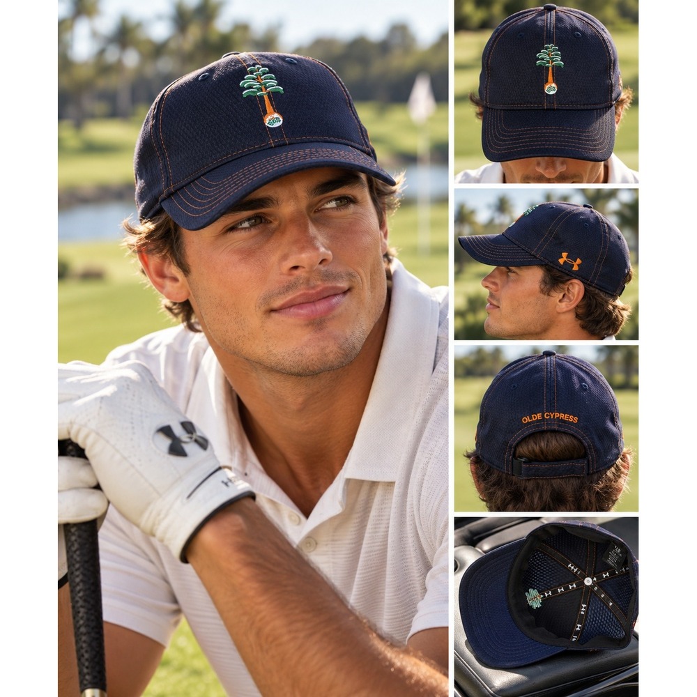 Under Armour Olde Cypress Golf Hat Navy Blue Adjustable Performance Cap #1649